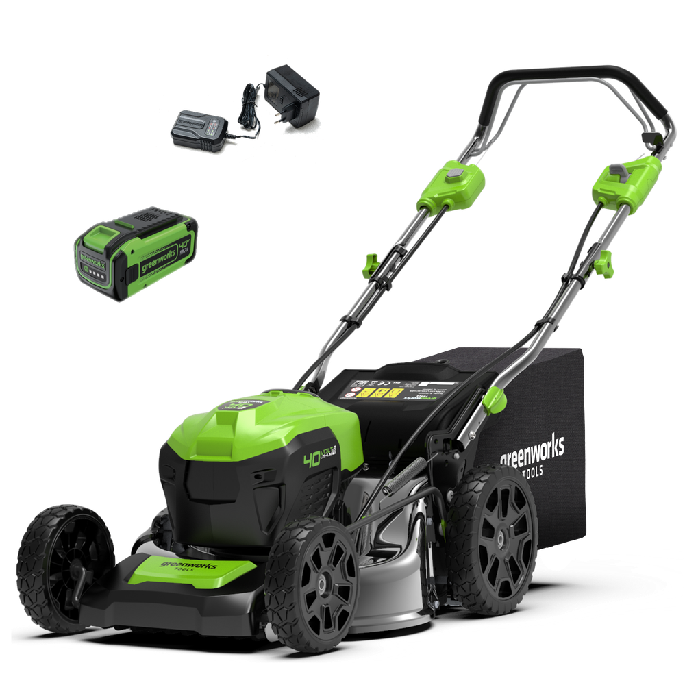 Газонокосилка аккумуляторная Greenworks GD40LM46SP, 40V, 46см, самоходная, бесщеточная, c 1хАКБ 8 Ач и ЗУ (2506807UH)