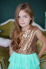 Платье детское KAFTAN, рост 86-92 см (28), золотой/бирюзовый