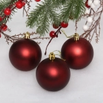 Новогодние шары 7 см (набор 3 шт) «Матовый», темный рубин