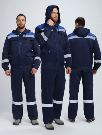 Костюм Нейч-2 СОП с капюшоном К. (тк.Смесовая,210) п/к, т.синий/васильковый
