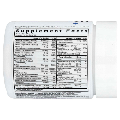 Codeage, Метилированный мультивитамин +, 90 растительных капсул