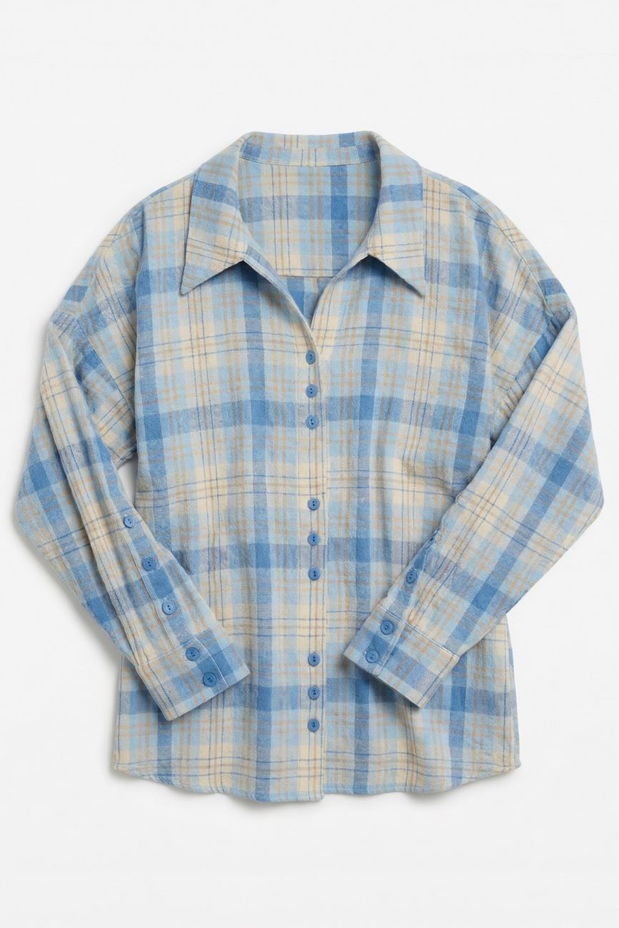 Рубашка в клетку оверсайз, голубой