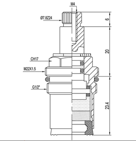 Кран-букса MELODIA керамика 1/2" 8*24 под крест (поворот 180град.) 2 шт/уп MKP06611BL