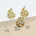 Подвеска Древо жизни, цвет золото, фианиты, размер 10*8 мм, цена за 1 шт