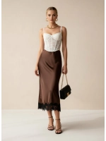 Юбка атласная с кружевом