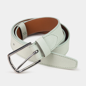 Женский ремень шириной 35мм из кожи сафьяно, фисташкового цвета