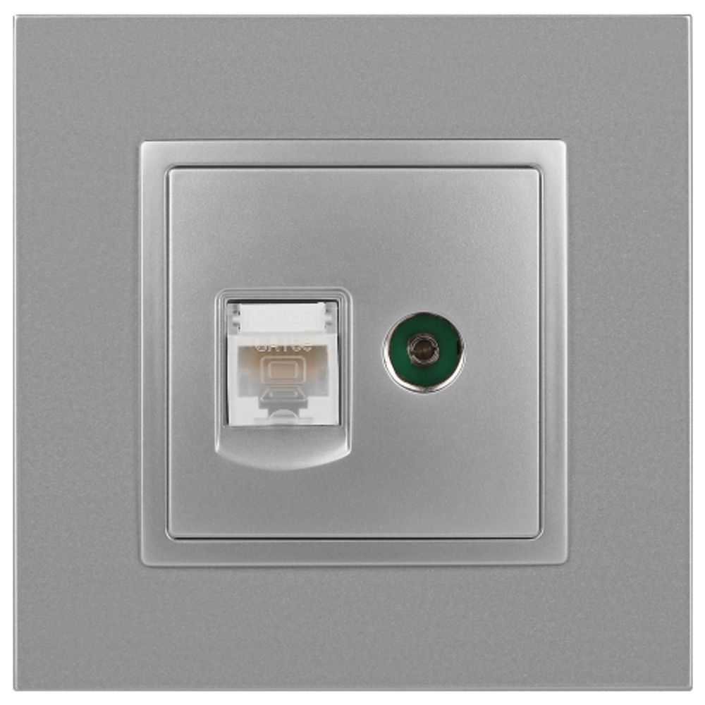 Розетка ЭРА Elegance 14-3110-03 RJ45+TV IP20 алюминий | Эра Elegance