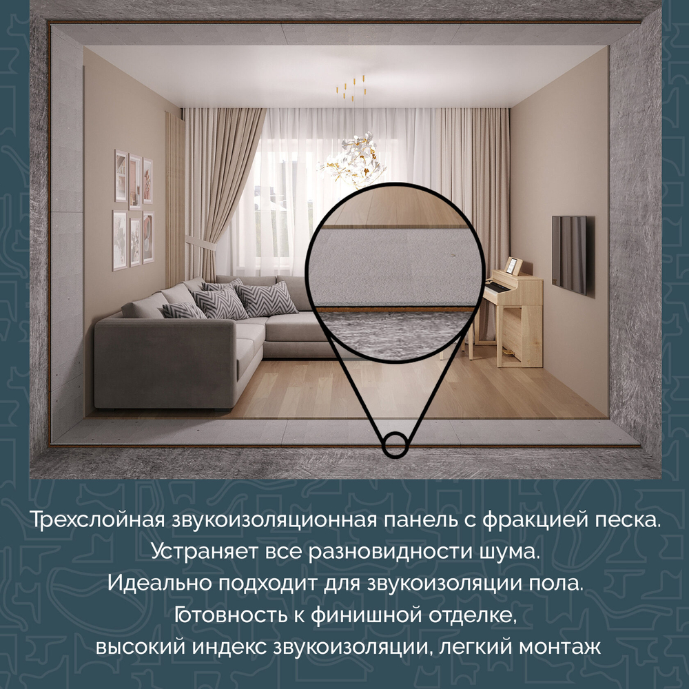 Звукоизоляционная панель TEPLOFOM+ c песком (1200х600мм)