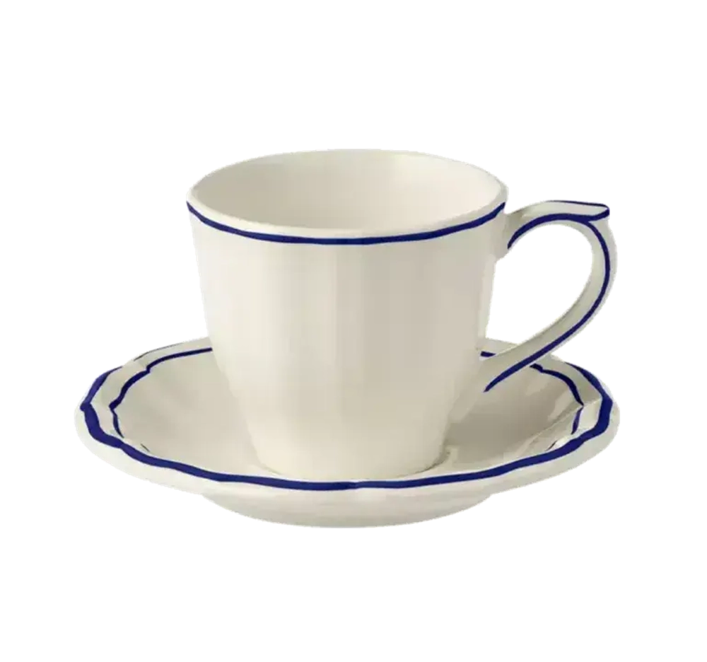 Чашка чайная с блюдцем Gien Filet Cobalt (175 мл)