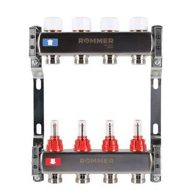 Коллекторная группа для теплого пола ROMMER RMS1200 - 1" на 4 контура 3/4" EK