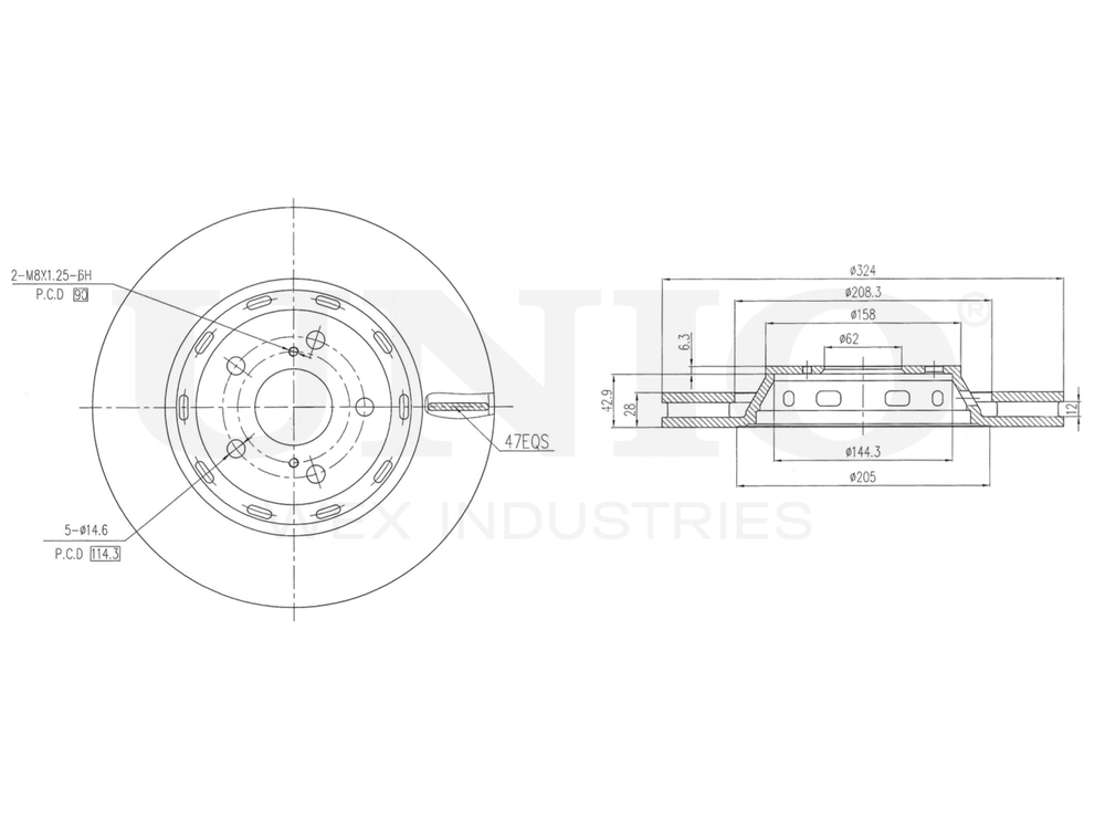 Диск тормозной передний UNIO BRD-20422