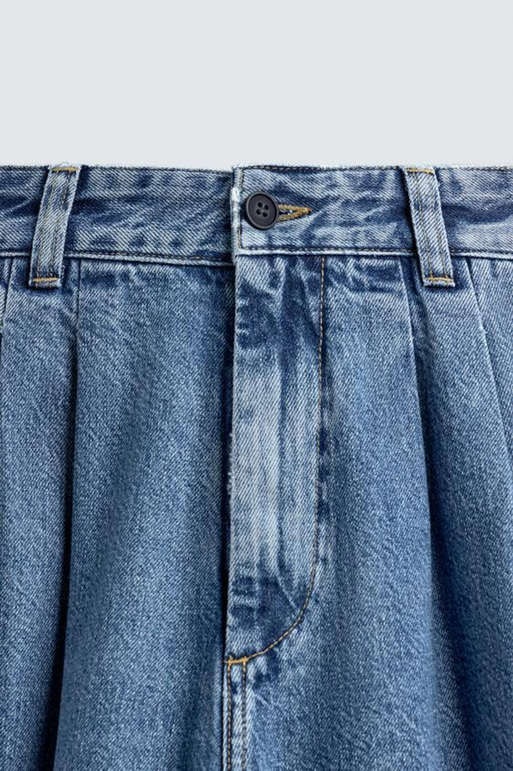 ZARA ДЖИНСЫ WIDE-LEG С ЗАЩИПАМИ, ГОЛУБОЙ