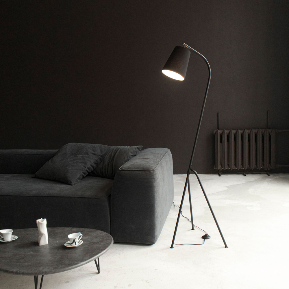 Торшер напольный красный с красным абажуром в стиле лофт, светильник напольный классический, Даг, E27, 60 Вт