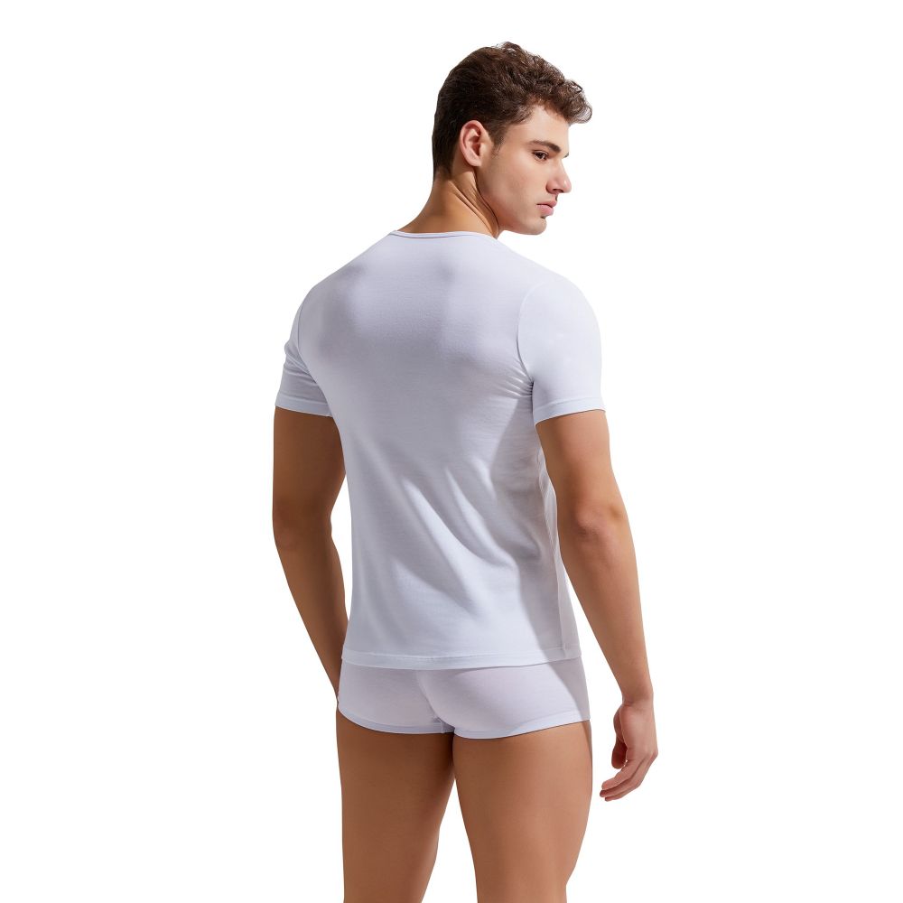 Мужская футболка белая с глубоким вырезом GAUVINE 5001