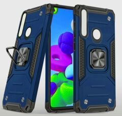 Противоударный чехол для Honor 9X / Huawei P Smart Z синий с пластиной для магнитного автодержателя и кольцом подставкой / чехол с держателем на палец на Хонор 9х / Хуавей П смарт