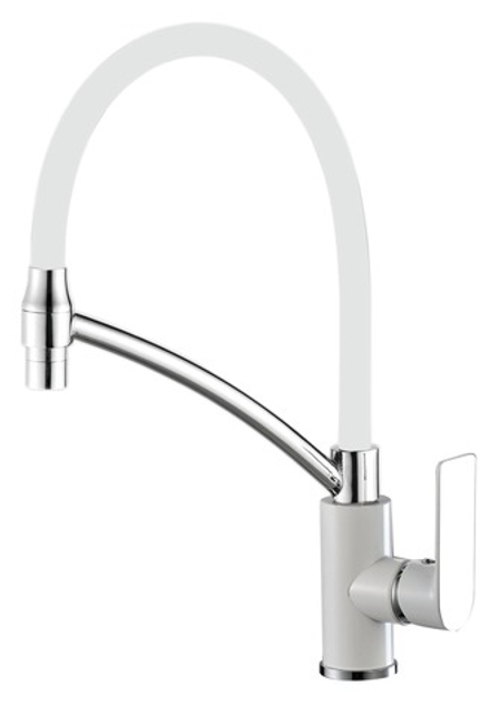 Смеситель для кухни с гибким изливом HAIBA HB72505-8 хром-белый
