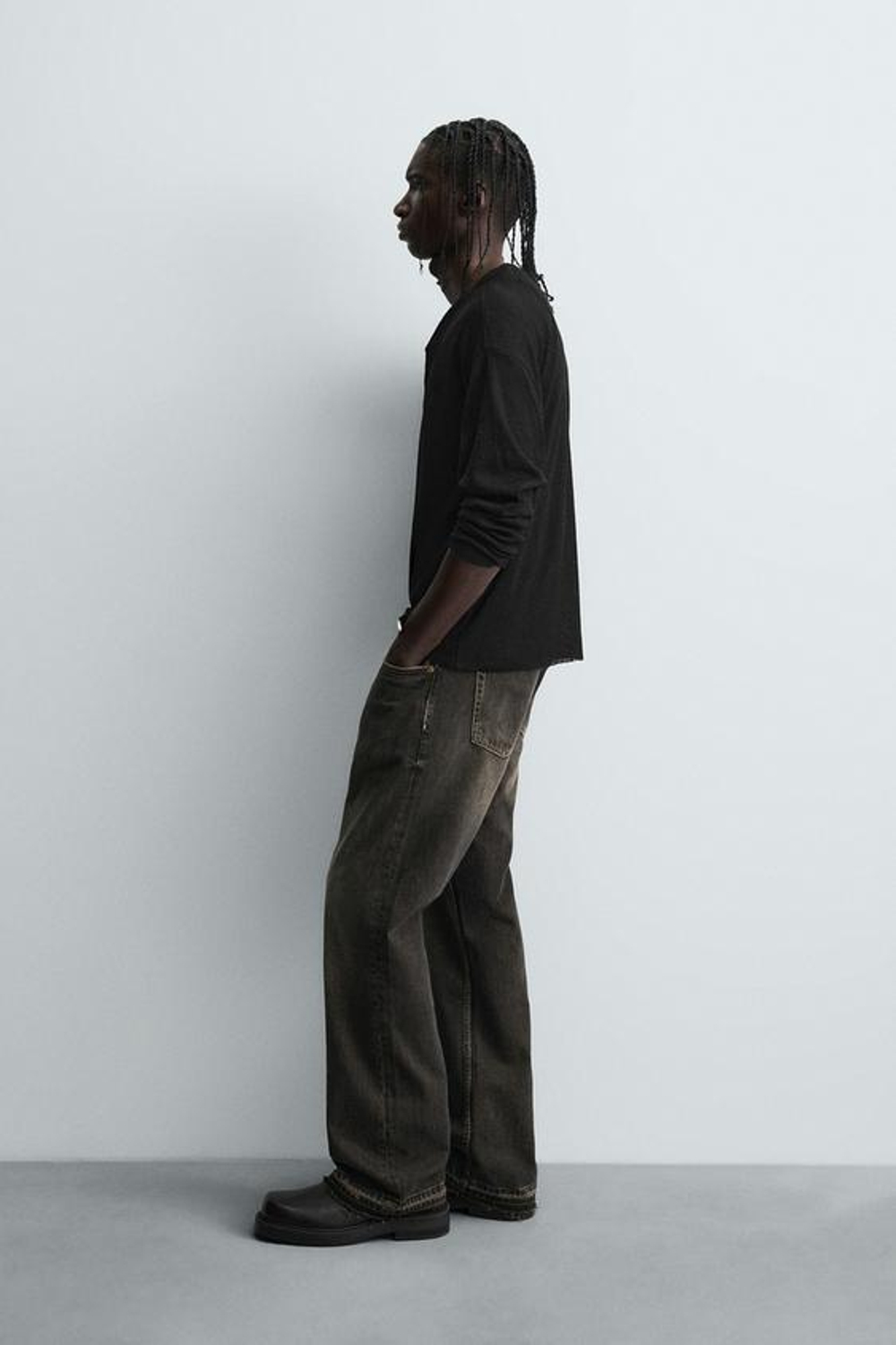 ZARA ДЖИНСЫ RELAXED FLARED FIT, КОРИЧНЕВЫЙ