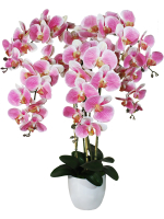 Искусственные Орхидеи Фаленопсис 5 веток бело-розовые латекс 75см в кашпо