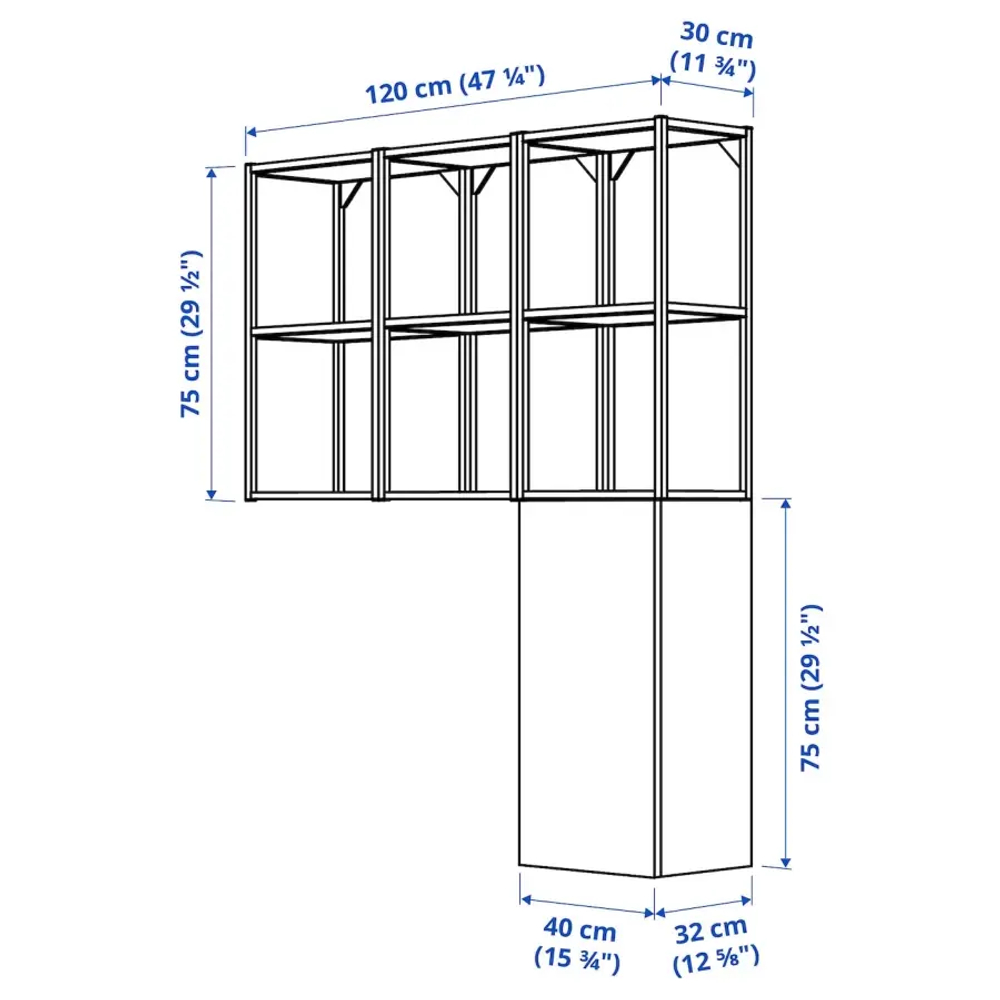Книжный шкаф - IKEA ENHET, 120х32х150 см, антрацит/серый, ЭНХЕТ ИКЕА