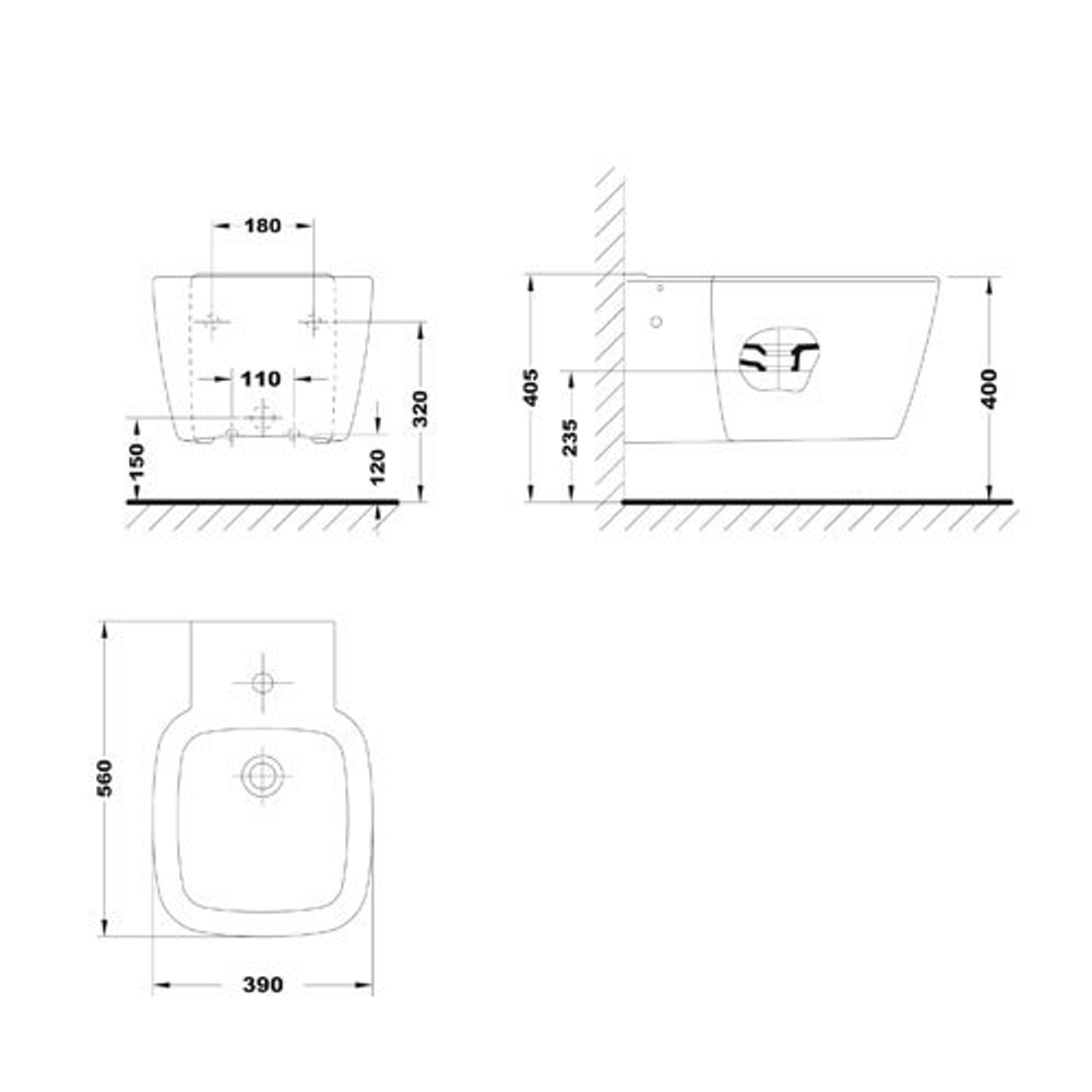 Биде подвесное Gala Universal 11362 схема