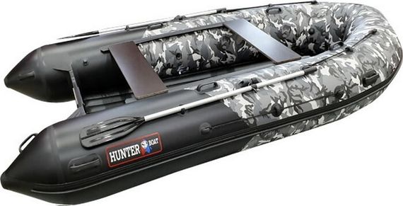 Надувная лодка Хантер 380 ПРО Камуфляж надувное дно