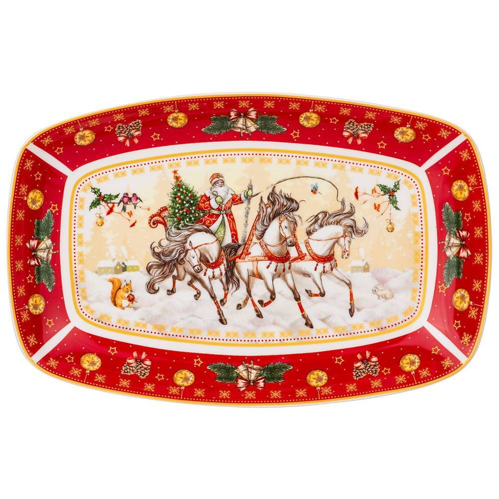 БЛЮДО LEFARD "ТРОЙКА" ПРЯМОУГ. 25*16*3 СМ КРАСНОЕ (КОР=12ШТ.)