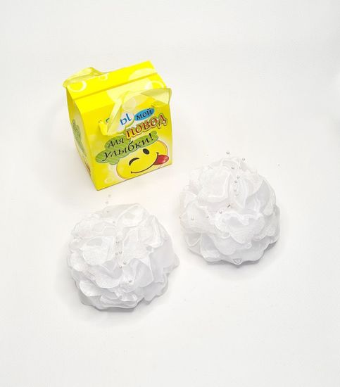 Бант для волос на резинке, с блёстками и бусинками школьный, 2 шт.