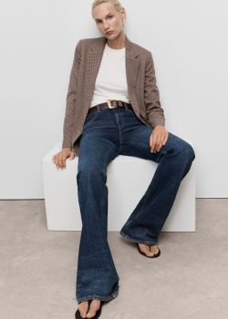 Двубортный блейзер в мелкую гусиную лапку