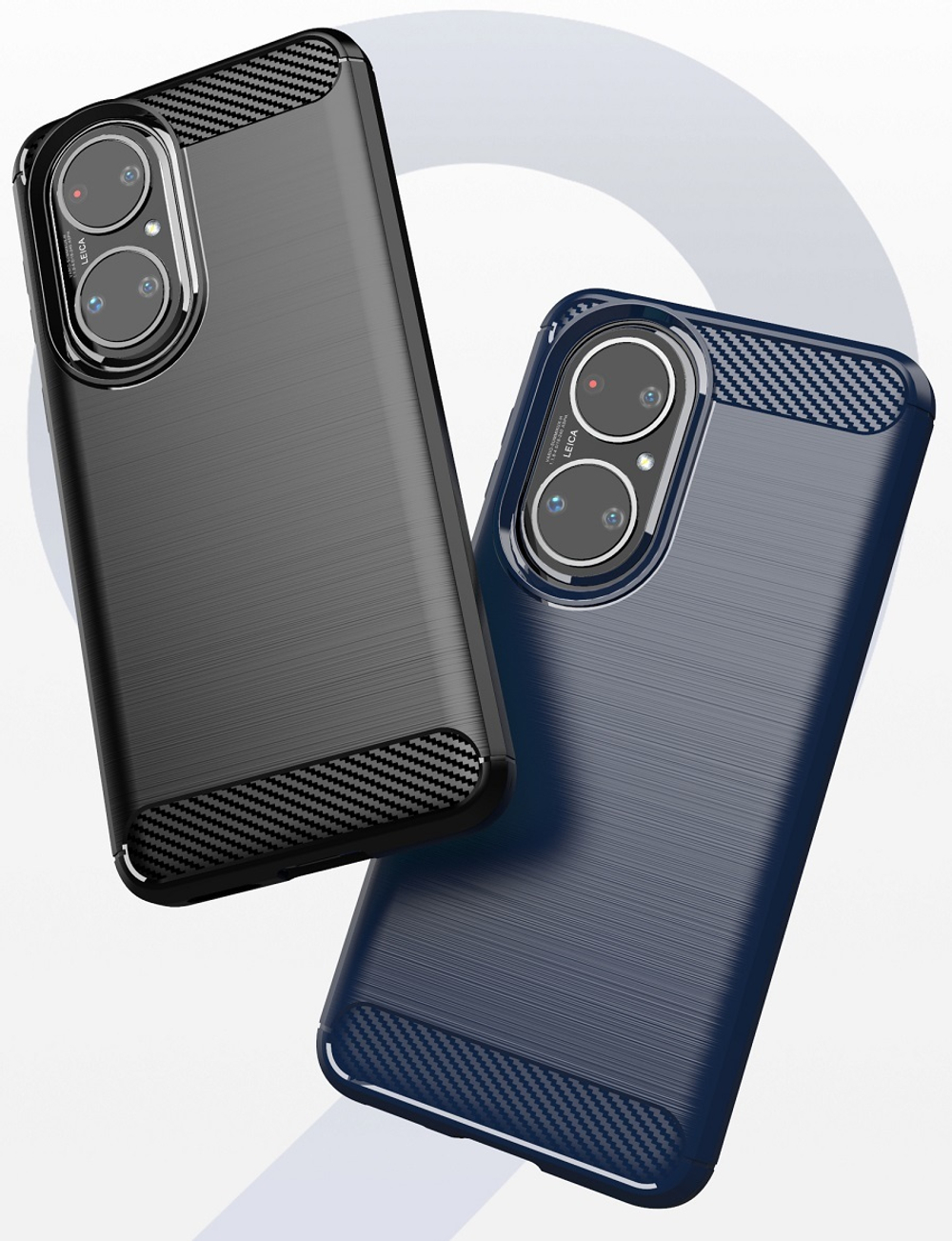 Чехол синего цвета для смартфона Huawei P50, серия Carbon от Caseport
