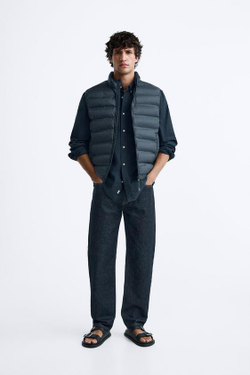 ZARA СТЕГАНЫЙ ЖИЛЕТ, ТЕМНО-СИНИЙ