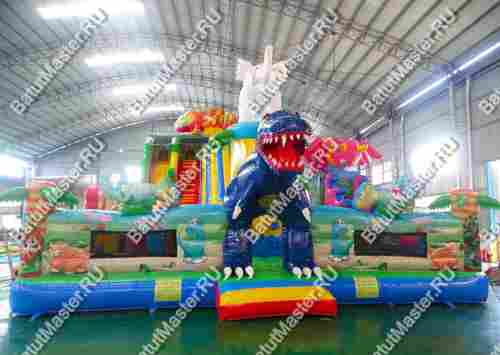 Коммерческий надувной батут "Хамелеон и динозавры" 12*6*6 м