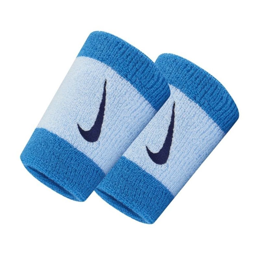 Напульсник теннисный Nike Swoosh Double-Wide Wristbands - lt photo blue/celestine blue