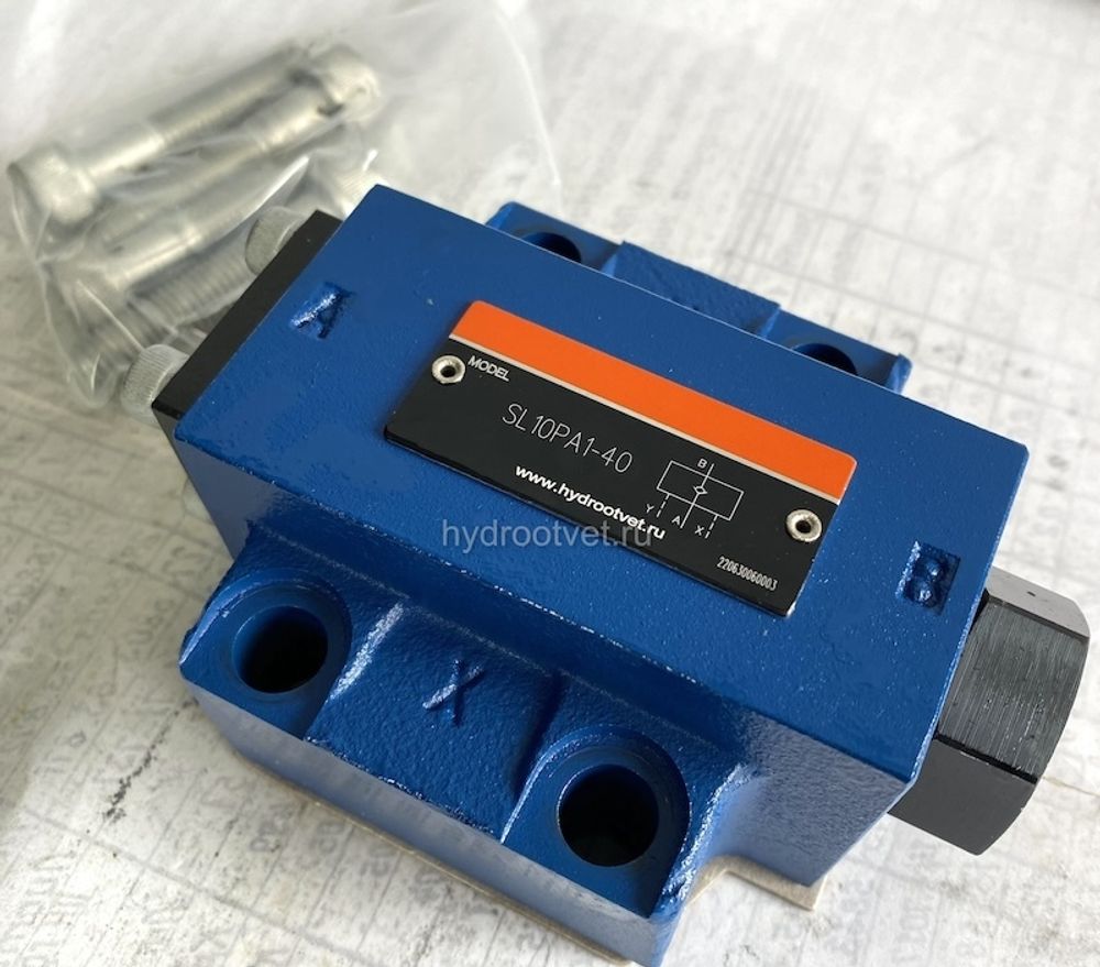 SV10PA1-40 - Гидрозамок для монтажа на плиту Ду10, дренаж - P = нет, А = с предварительным открытием (стандартный вариант), давление открытия 1,5 бар