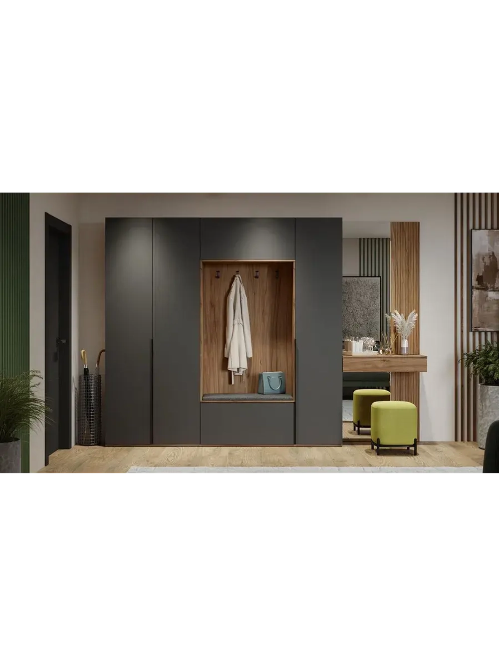 Прихожая с зеркалом Яблоня Беллуно 305х36х217