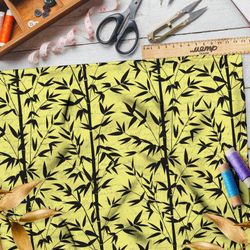 Ткань мембрана чёрный бамбук на жёлтом фоне