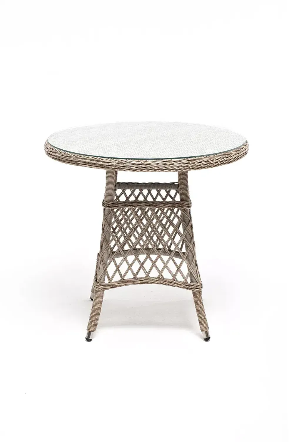 "Эспрессо" плетеный круглый стол, диаметр 80 см, цвет бежевый