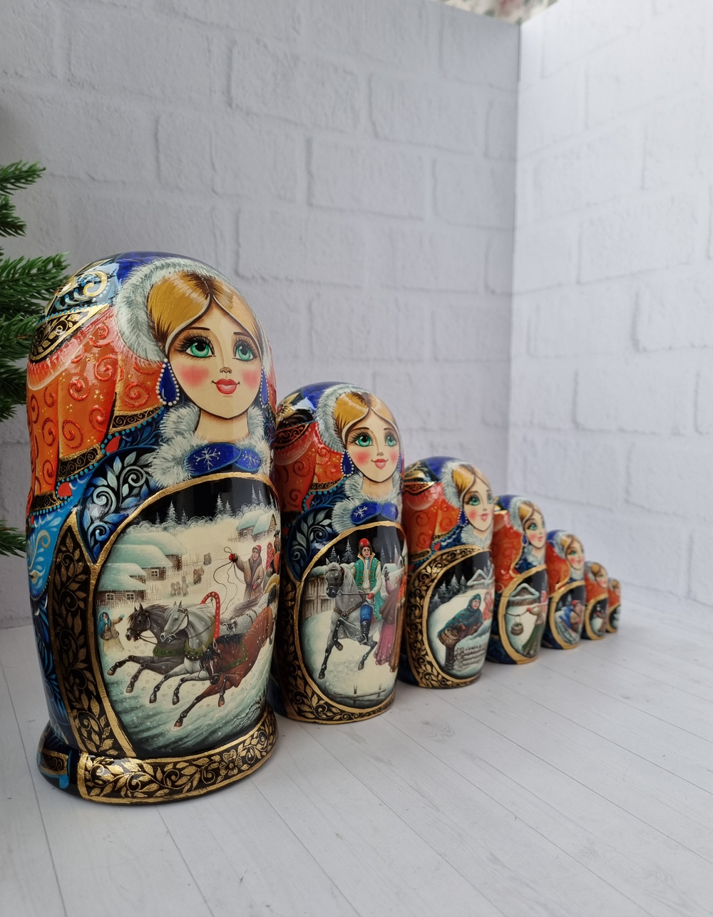 Матрёшка "Русская Тройка" 7мест 21см