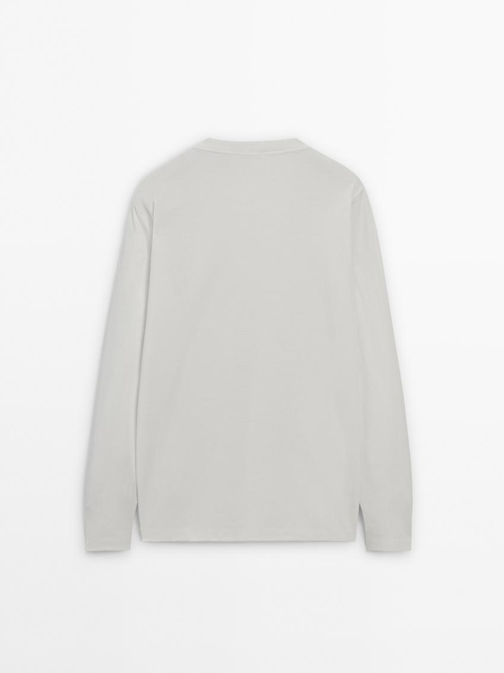 Massimo Dutti Футболка из смесового хлопка, натуральный, кремовый