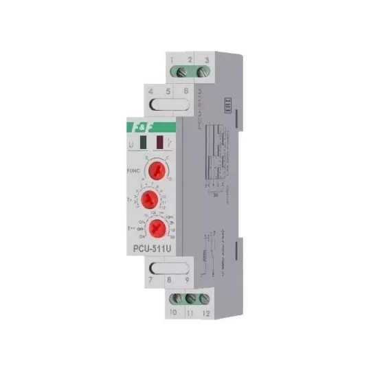 Реле времени PCU-511U 8А 12-264В AC/DC 1 перекл. IP20 многофункц.