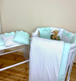 Комплект в кроватку 18 предметов "Король лев" зеленый, сатин