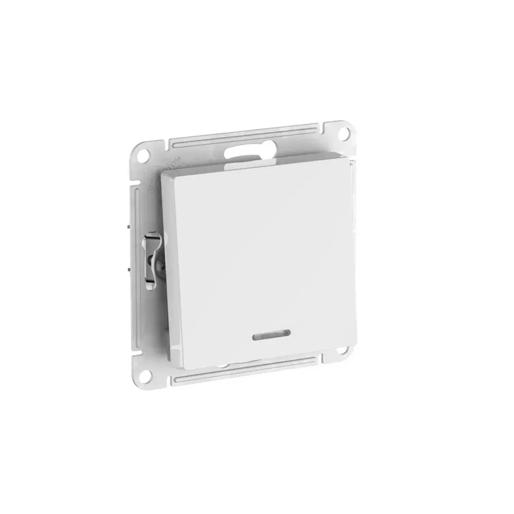 ATLASDESIGN 1-клавишный ПЕРЕКЛЮЧАТЕЛЬ с подсветкой, сх.6а, 10АХ, мех., быстрозажим. клем., БЕЛЫЙ