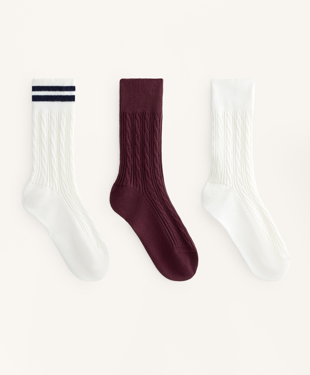 OYSHO Три пары классических носков из смесового хлопка, винный