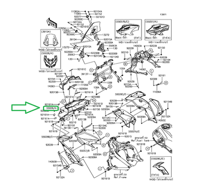 55028-0514-739. COWLING,UPP,M.F.S.BLACK. Kawasaki