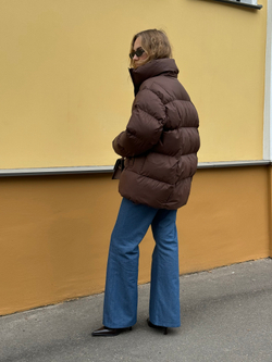 Пуховик Рокет миди шоколад