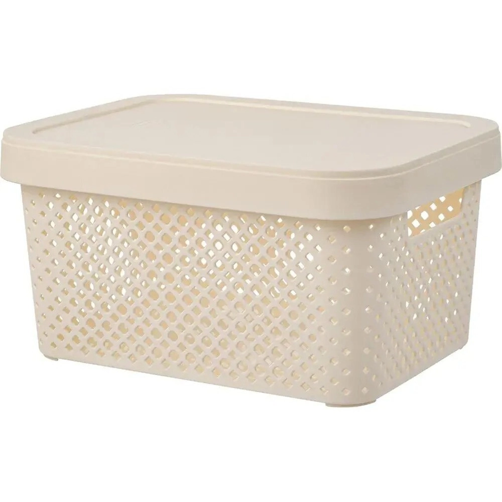 Корзинка для хранения с крышкой Plast Team Stockholm, 5 л молочный туман