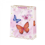 Пакет подарочный бумажный Alingar, (L+) 26х32х10 см, вертикальный, "Нежные бабочки", матов. ламинация, ассорти