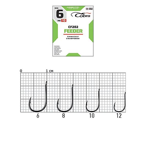 Крючки Cobra FEEDER CF202  №6, 10 шт.