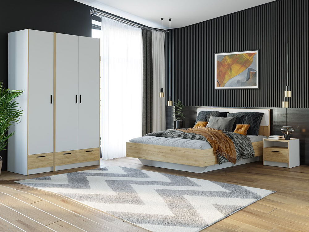 Спальня Оттавия 3 Белый / Дуб золотой
