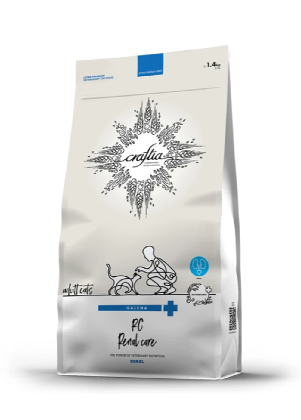 CRAFTIA СУХОЙ ДИЕТИЧЕСКИЙ КОРМ ДЛЯ ВЗРОСЛЫХ КОШЕК ПРИ ПОЧЕЧНОЙ НЕДОСТАТОЧНОСТИ, 1,4 КГ