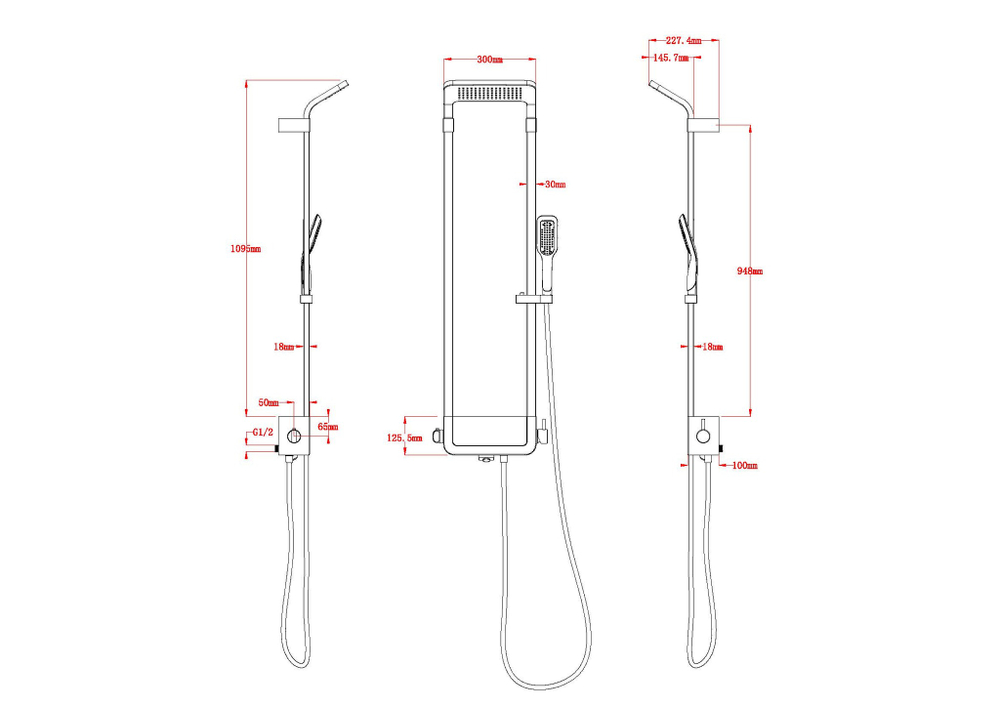 Душевая панель B&W  W1030 Star Chrome (1300х405x230)